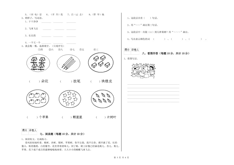 淄博市实验小学一年级语文下学期综合检测试卷 附答案.doc_第3页