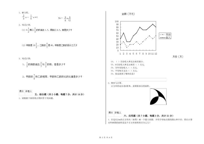 沪教版六年级数学上学期综合练习试题A卷 附答案.doc_第2页