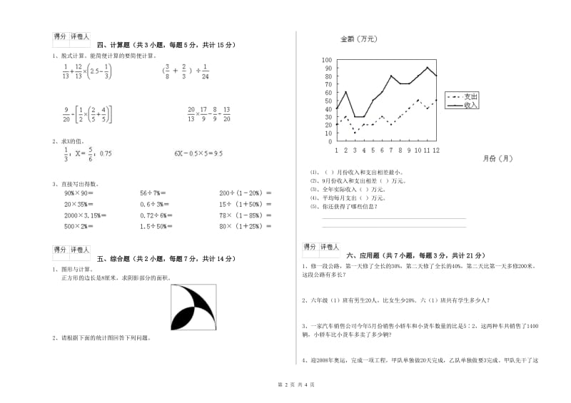 沪教版六年级数学下学期期末考试试题D卷 含答案.doc_第2页