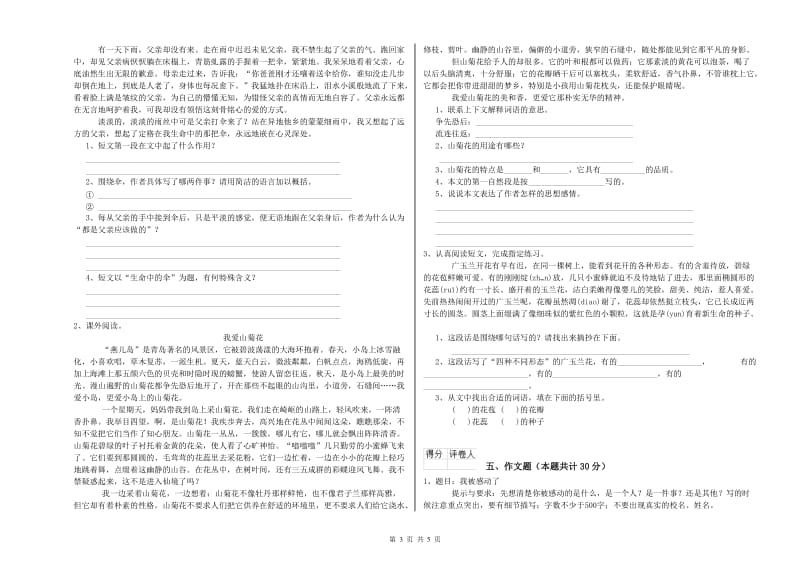 江西省小升初语文考前练习试题B卷 附解析.doc_第3页