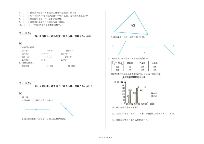 沪教版四年级数学下学期开学考试试卷D卷 含答案.doc_第2页