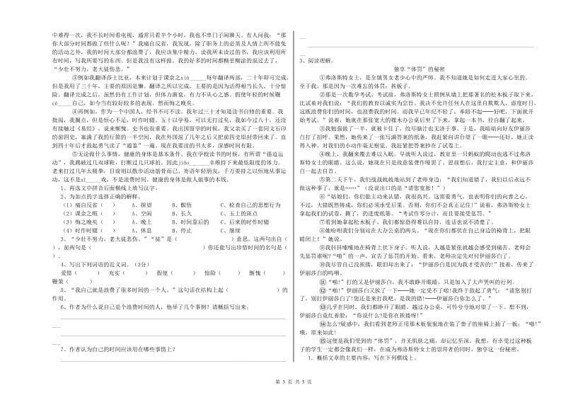 泉州市实验小学六年级语文【下册】能力提升试题 含答案.doc_第3页