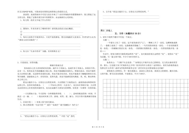 浙教版六年级语文下学期提升训练试题A卷 含答案.doc_第3页