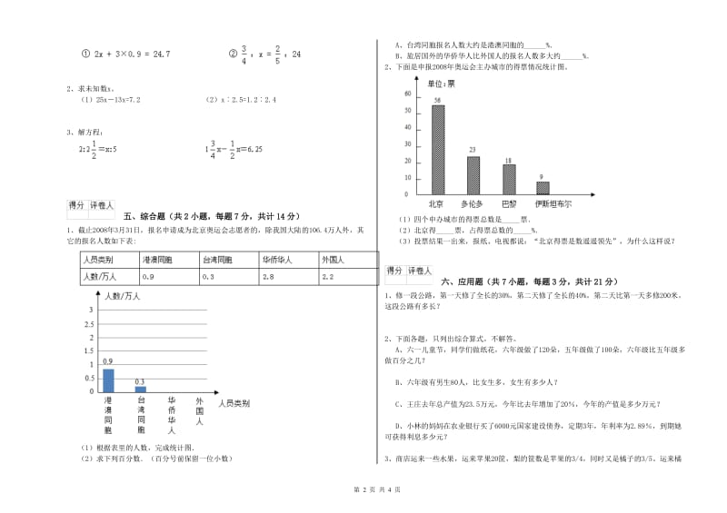 沈阳市实验小学六年级数学【下册】期末考试试题 附答案.doc_第2页