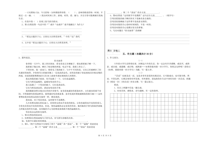 池州市重点小学小升初语文每周一练试卷 附答案.doc_第3页