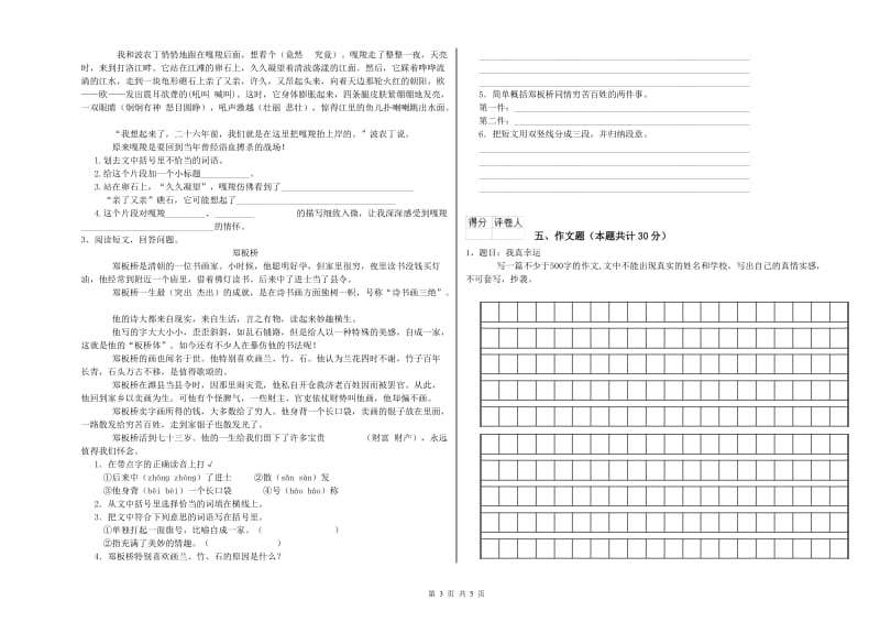 海南藏族自治州重点小学小升初语文提升训练试题 附答案.doc_第3页