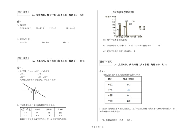 沪教版四年级数学上学期自我检测试题D卷 含答案.doc_第2页