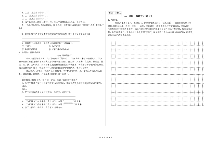 泰安市实验小学六年级语文下学期能力提升试题 含答案.doc_第3页