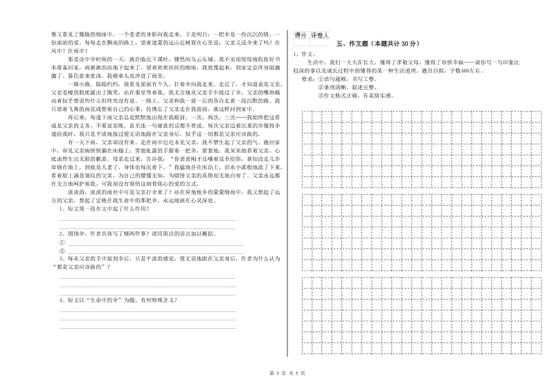 深圳市重点小学小升初语文综合练习试卷 附答案.doc_第3页