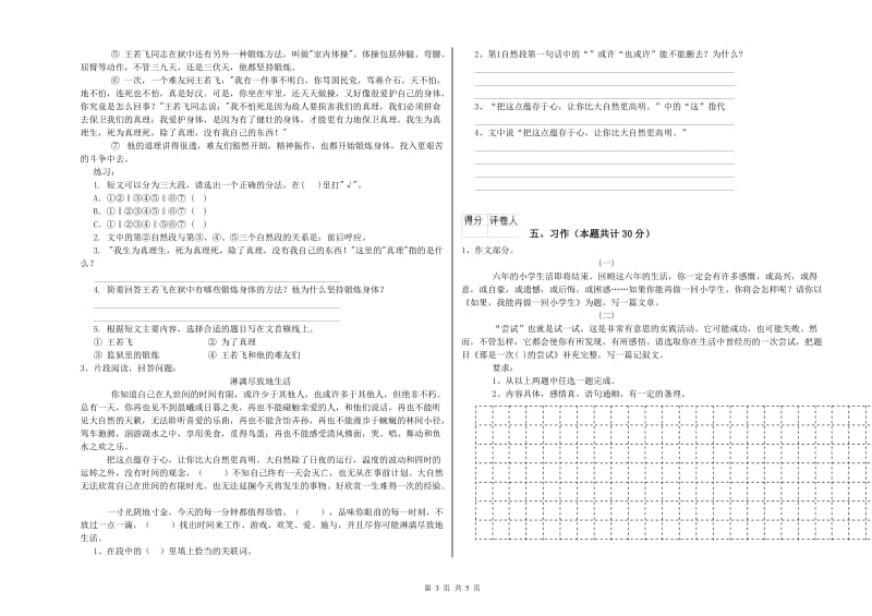 浙教版六年级语文下学期强化训练试题D卷 含答案.doc_第3页