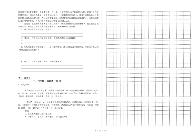 海西蒙古族藏族自治州重点小学小升初语文综合检测试题 含答案.doc_第3页