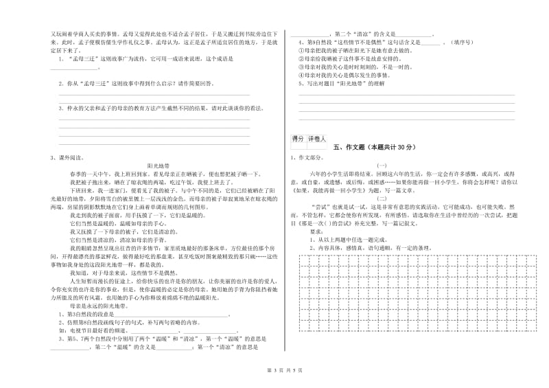 河南省小升初语文强化训练试卷C卷 附答案.doc_第3页