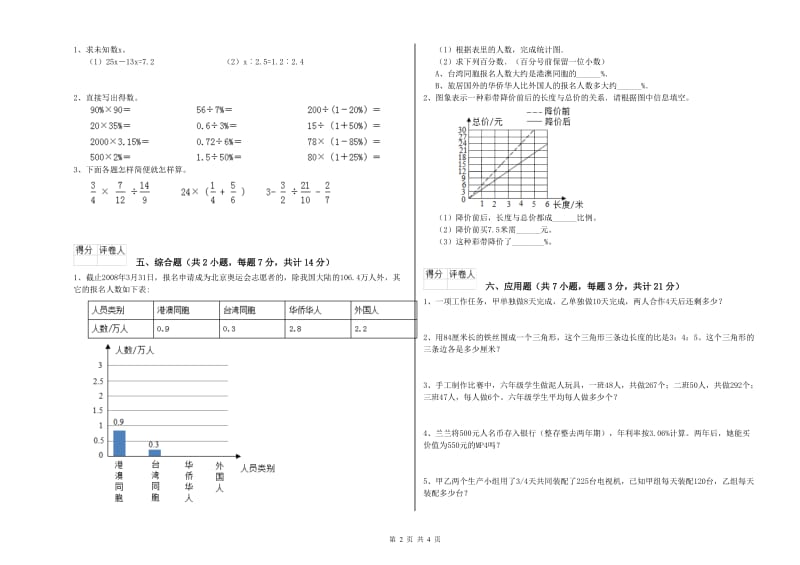 济南市实验小学六年级数学下学期过关检测试题 附答案.doc_第2页