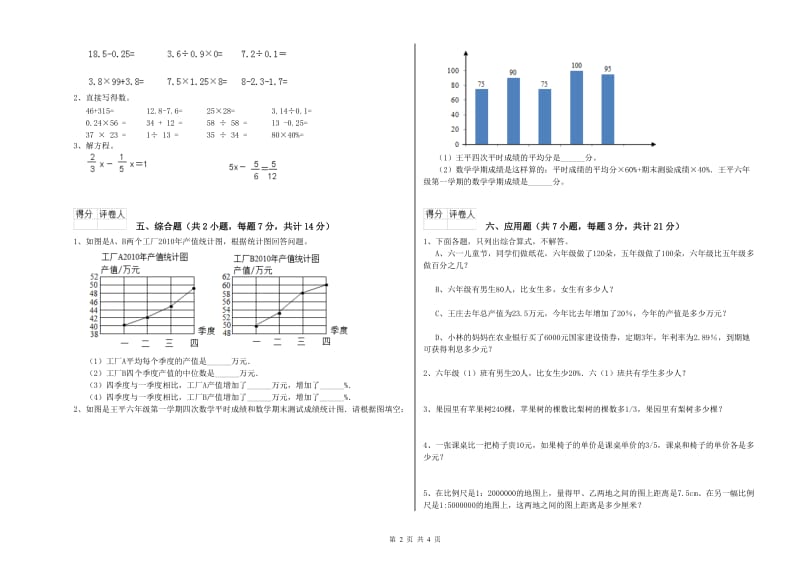 沪教版六年级数学下学期开学检测试卷B卷 附答案.doc_第2页