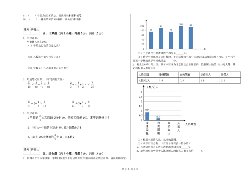 沪教版六年级数学下学期期末考试试题A卷 附解析.doc_第2页