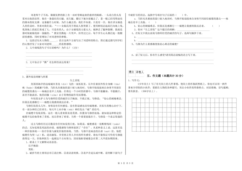 浙江省小升初语文能力检测试题 含答案.doc_第3页