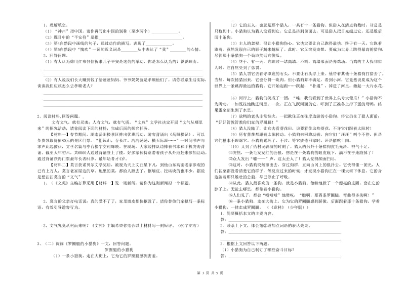 浙江省小升初语文综合练习试题C卷 附答案.doc_第3页