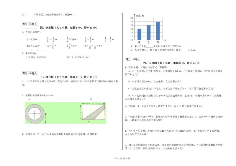 浙江省2019年小升初数学综合练习试卷C卷 附解析.doc_第2页