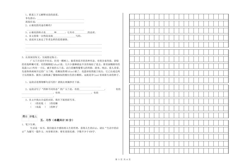 洛阳市实验小学六年级语文下学期模拟考试试题 含答案.doc_第3页