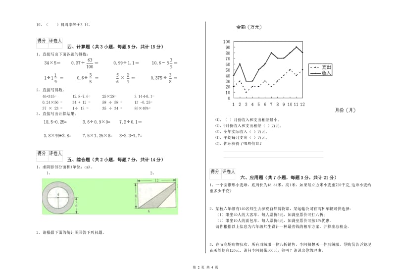 洛阳市实验小学六年级数学【下册】期末考试试题 附答案.doc_第2页