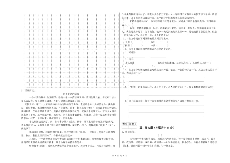 海口市重点小学小升初语文综合检测试卷 含答案.doc_第3页