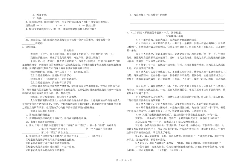 沪教版六年级语文下学期综合检测试卷A卷 含答案.doc_第3页