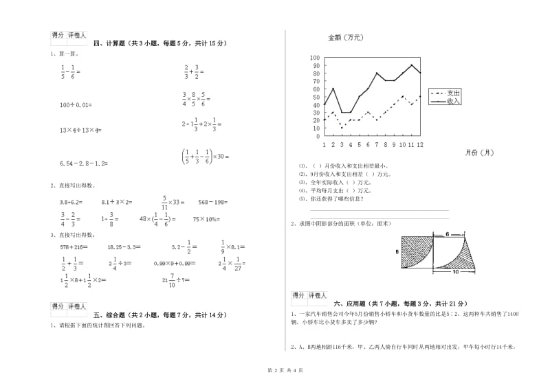 江苏版六年级数学【下册】开学检测试卷C卷 含答案.doc_第2页