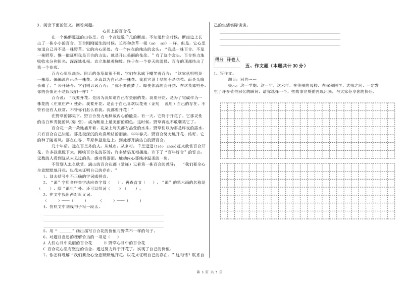 江西省重点小学小升初语文能力提升试卷A卷 附解析.doc_第3页