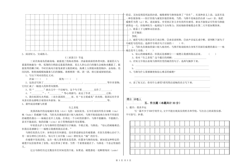 江西省小升初语文能力提升试题C卷 附解析.doc_第3页