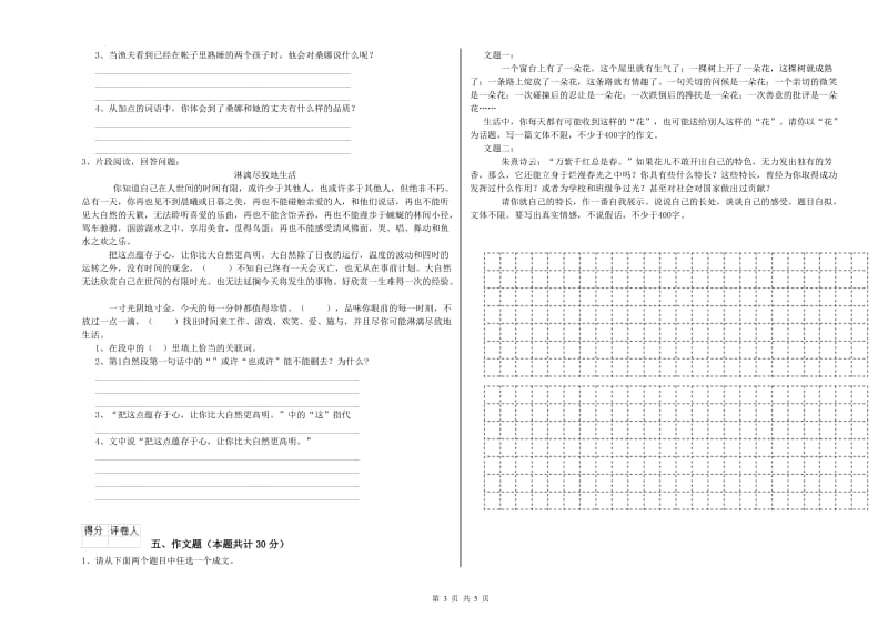 江苏省重点小学小升初语文模拟考试试卷 附答案.doc_第3页