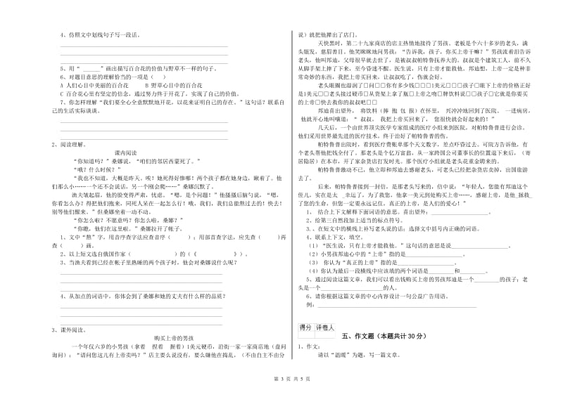 江西省重点小学小升初语文能力测试试卷D卷 含答案.doc_第3页