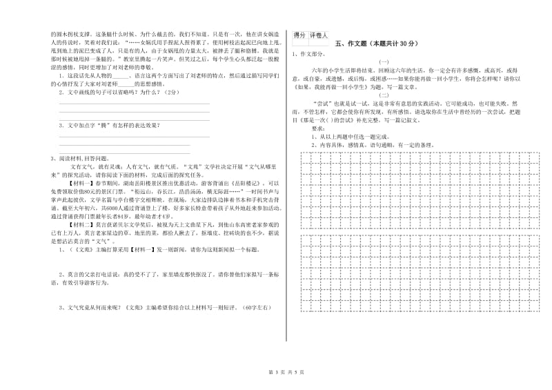 洛阳市重点小学小升初语文强化训练试卷 附答案.doc_第3页