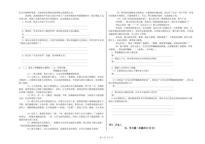 浙江省小升初语文提升训练试题C卷 附答案.doc_第3页