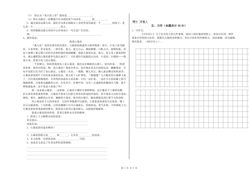 济宁市实验小学六年级语文下学期开学考试试题 含答案.doc_第3页