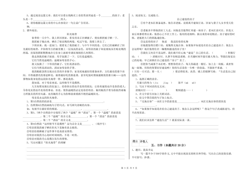 清远市实验小学六年级语文下学期提升训练试题 含答案.doc_第3页