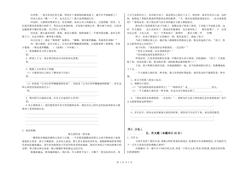 河北省重点小学小升初语文提升训练试卷D卷 附答案.doc_第3页