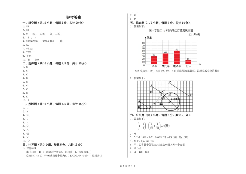 江苏版六年级数学【上册】每周一练试卷B卷 附解析.doc_第3页