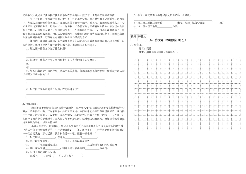 泸州市重点小学小升初语文提升训练试卷 含答案.doc_第3页