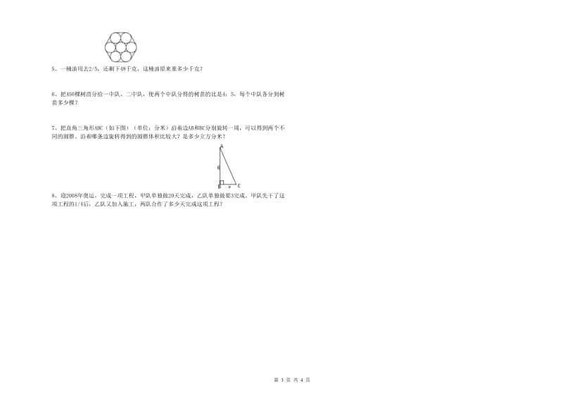 河南省2019年小升初数学考前检测试卷C卷 含答案.doc_第3页