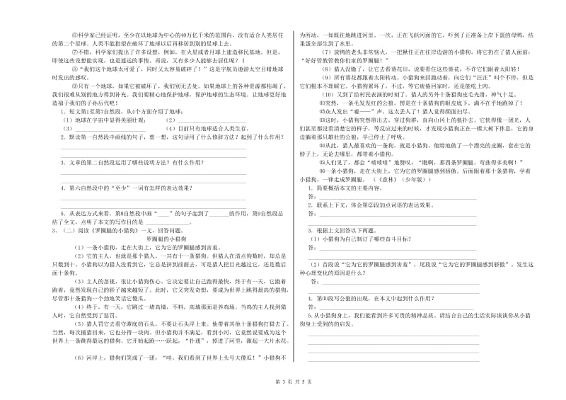 河北省重点小学小升初语文能力检测试卷 附答案.doc_第3页