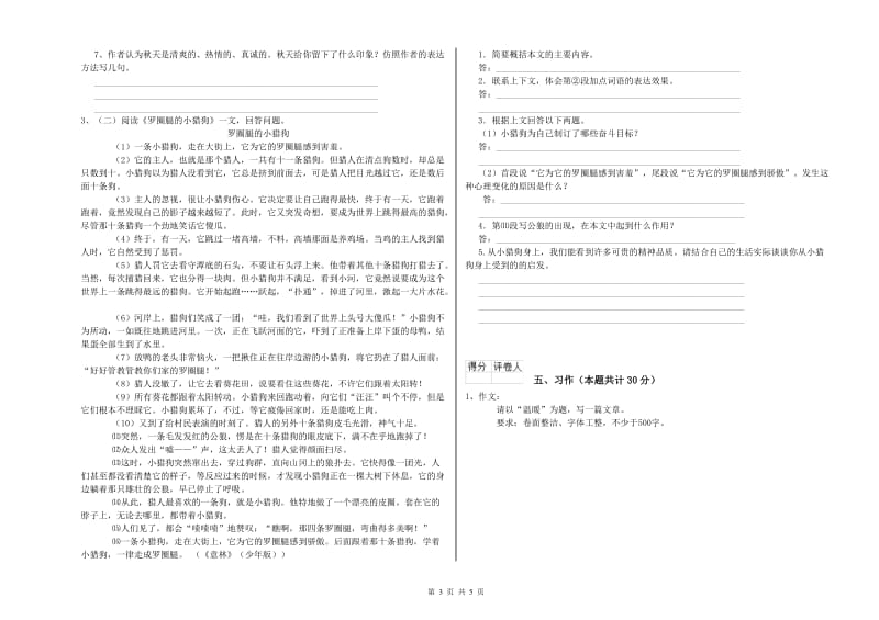 河池市实验小学六年级语文上学期能力检测试题 含答案.doc_第3页