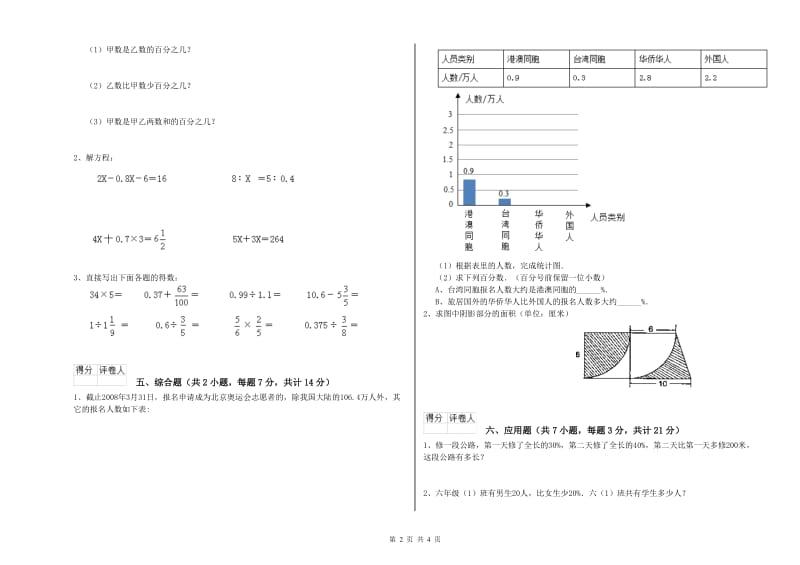 沪教版六年级数学【上册】每周一练试题B卷 附解析.doc_第2页