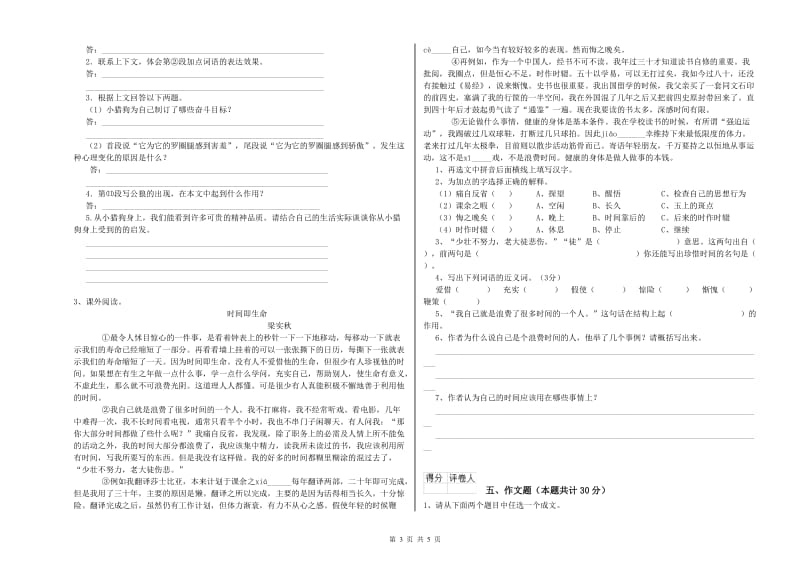 济南市重点小学小升初语文过关检测试题 附答案.doc_第3页