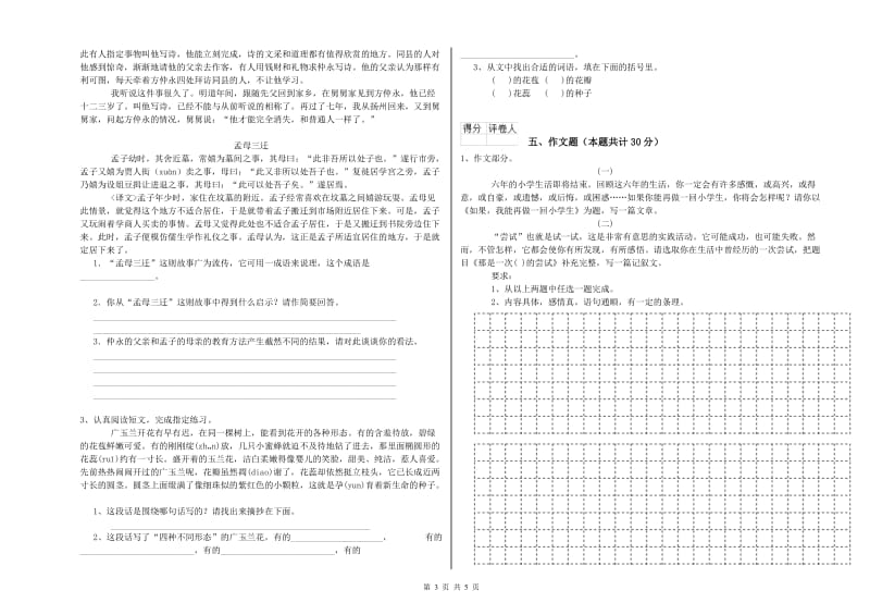 江苏省重点小学小升初语文自我检测试题C卷 含答案.doc_第3页