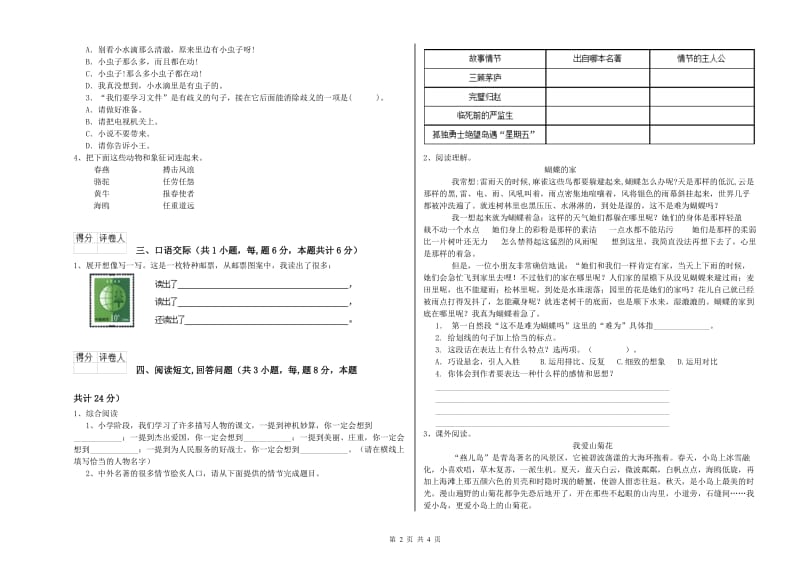 海西蒙古族藏族自治州实验小学六年级语文下学期考前练习试题 含答案.doc_第2页