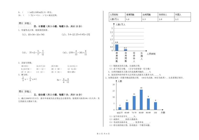 沪教版六年级数学上学期开学检测试卷B卷 附解析.doc_第2页