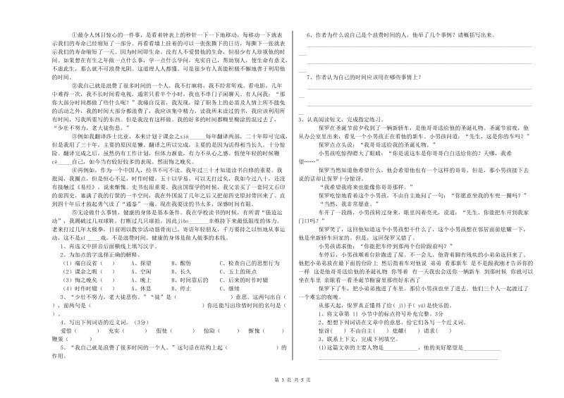 海口市实验小学六年级语文【下册】提升训练试题 含答案.doc_第3页