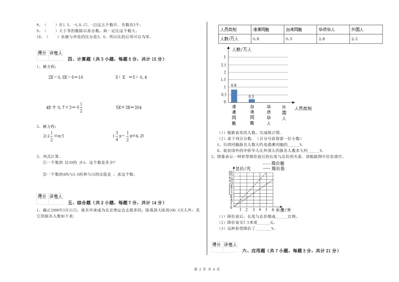 浙教版六年级数学【上册】综合检测试卷C卷 附答案.doc_第2页