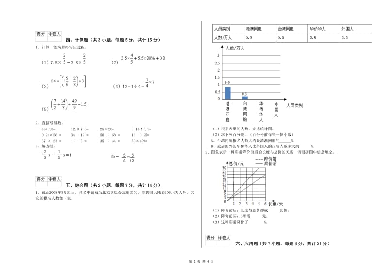 浙教版六年级数学【下册】自我检测试卷C卷 含答案.doc_第2页