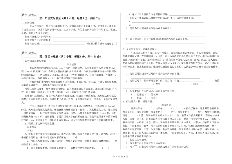 海口市重点小学小升初语文强化训练试题 附解析.doc_第2页